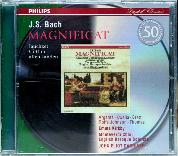 Livrenpoche : J.S. Bach, Argenta, Kwella, Brett, Rolfe Johnson, Thomas , Emma Kirkby, Monteverdi Choir, The English Baroque Soloists, John Eliot Gardiner - Magnificat , jauchzet gott in allen landen - J.S. Bach - CD