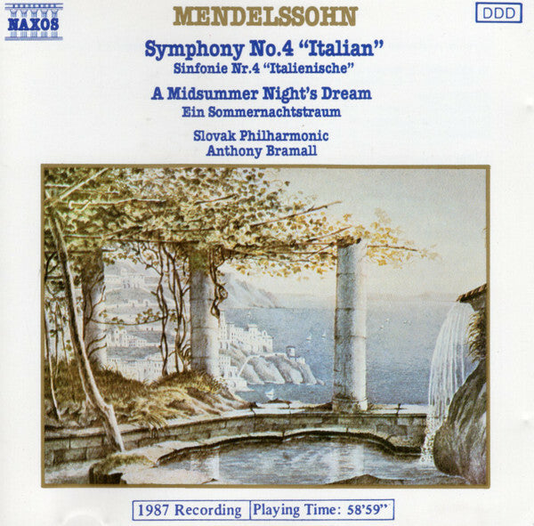 Livrenpoche : Mendelssohn, Slovak Philharmonic, Anthony Bramall - Symphony no. 4 italian, a midsummer night's dream - Mendelssohn, Anthony Bramall, Slovak Philharmonic - CD