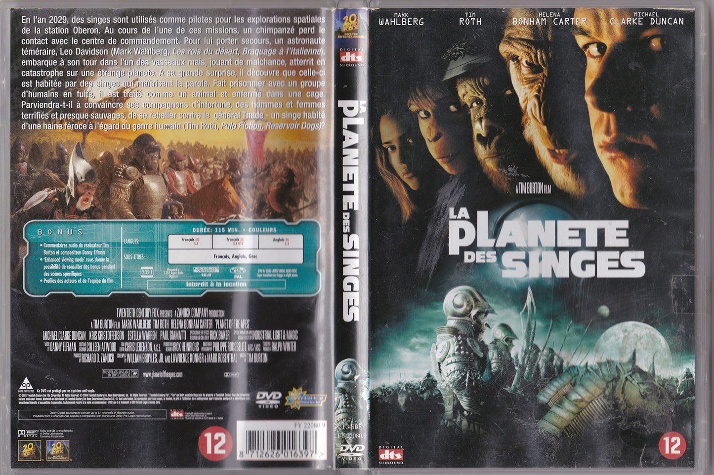 Livrenpoche : La Planète des singes 2001 - Burton,Tim - DVD
