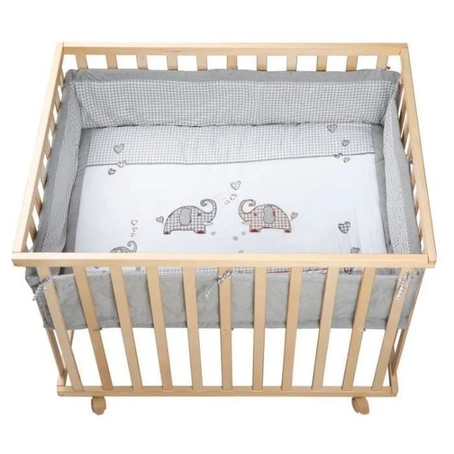 Livrenpoche : ROBA Parc Bébé Jumbotwins 75x100 cm + Tour de Parc de Protection et 4 Roues - Bois Naturel - - Divers