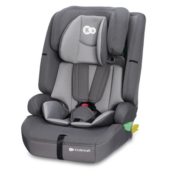 Livrenpoche : Siège auto I-size 76-150 cm - KINDERKRAFT SAFETY FIX2 - de 15 mois à 12 ans - Isofix fixation - L'Appui-tête réglage - Gris - - Divers