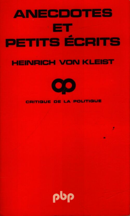 Anecdotes et petits écrits - Kleist - Livre