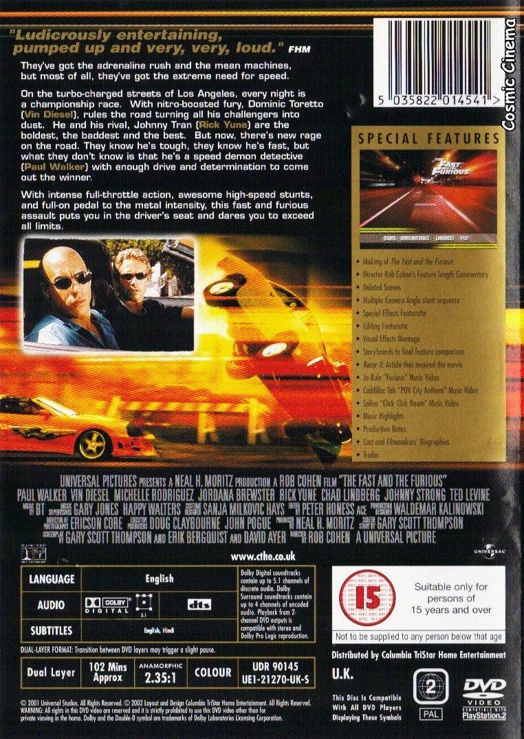 The Fast and the Furious (Import anglais) - Rob Cohen - DVD