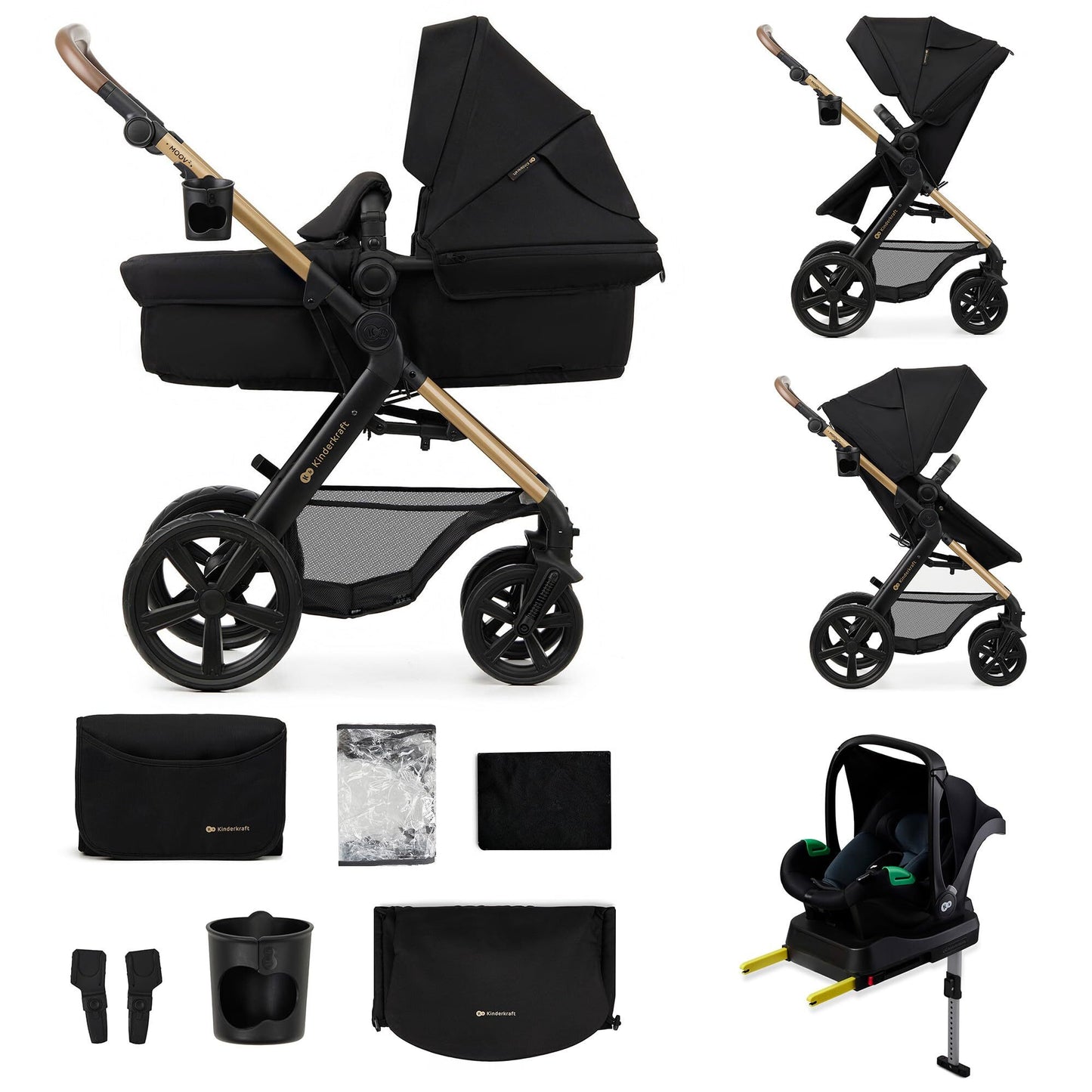 Kinderkraft Moov 2 4 - En - 1 poussette, siège auto mink pro i - Size et base isofix,noir - - Divers