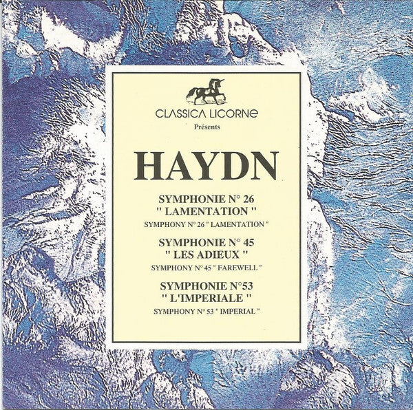 Joseph Haydn - Symphonie No. 26 Lamentation, Symphonie No. 45 Les Adieux, Symphonie No. 53 L'Imperiale - Joseph Haydn - CD