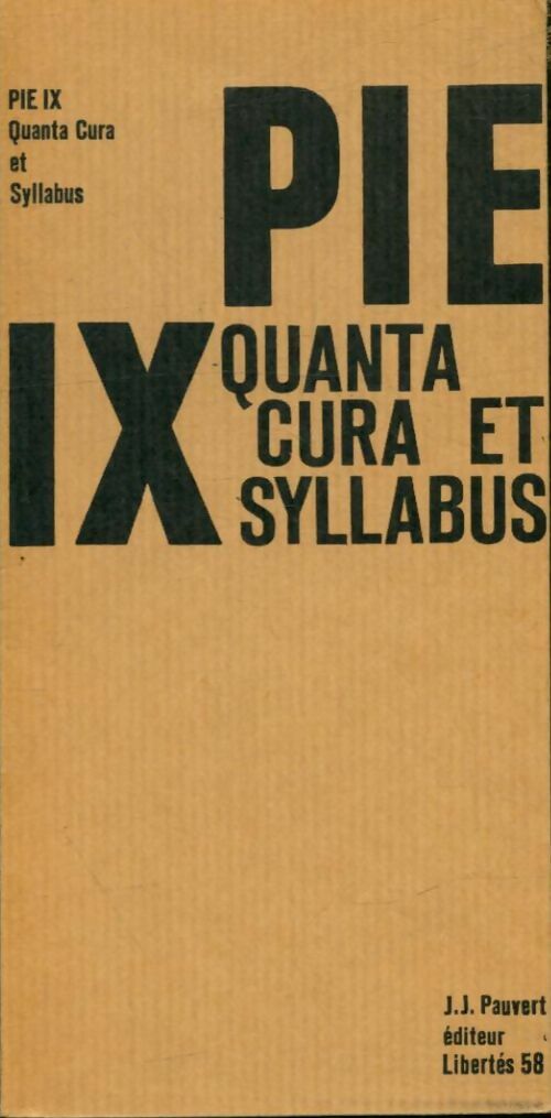 Livrenpoche : Quanta Cura et le syllabus - IX Pie - Livre