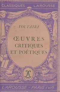 Livrenpoche : Oeuvres critiques et poétiques - Voltaire - Livre