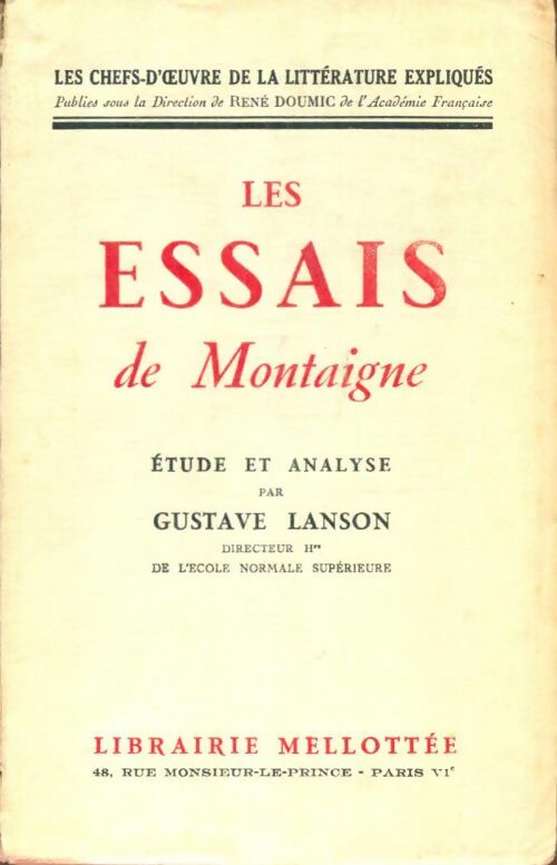 Livrenpoche : Les essais de Montaigne - Gustave Lanson - Livre