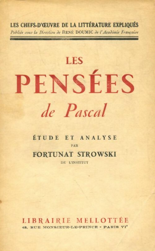 Livrenpoche : Les pensées de Pascal - Fortunat Strowski - Livre