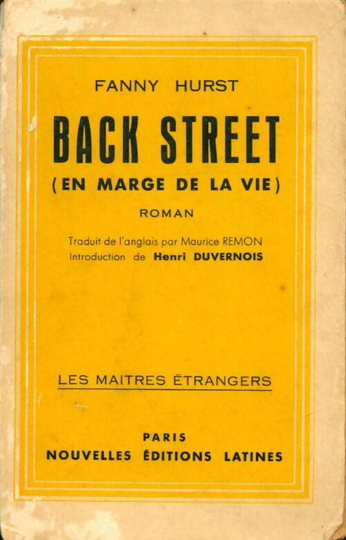 Livrenpoche : Back street - Fanny Hurst - Livre