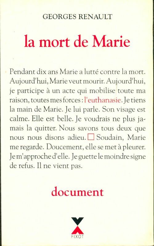 Livrenpoche : La mort de Marie - Georges Renault - Livre