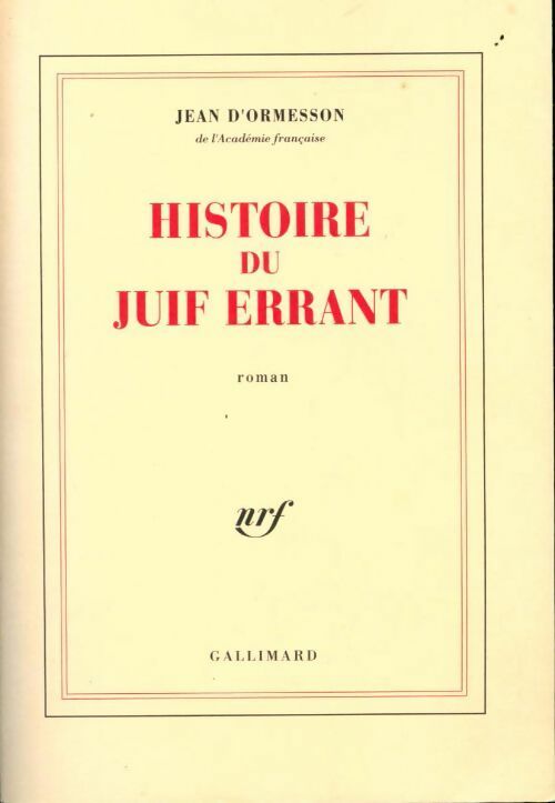 Livrenpoche : Histoire du juif errant - Jean D'Ormesson - Livre