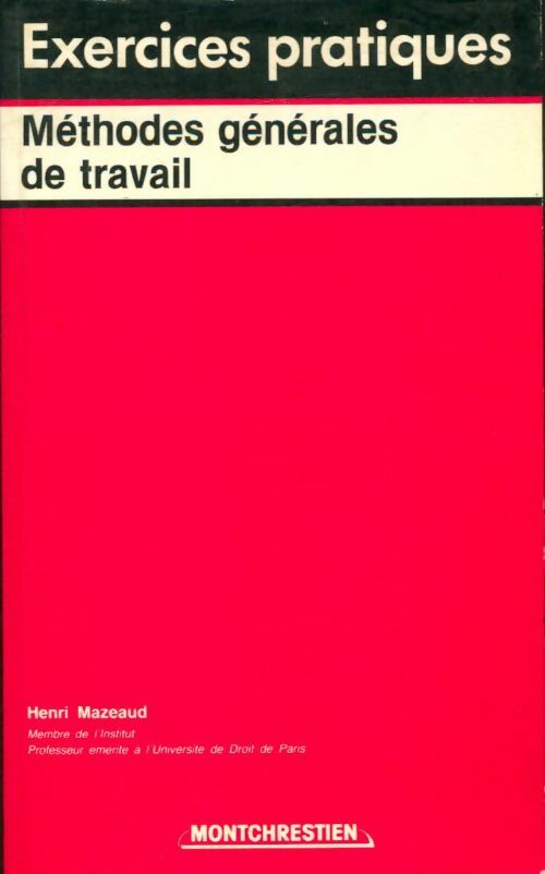 Livrenpoche : Méthodes générales de travail - Henri Mazeaud - Livre