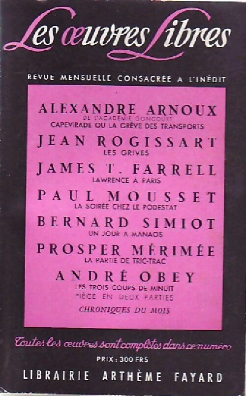 Livrenpoche : Capevirade ou la grève des transports / Les grives / Lawrence à PAris / La soirée chez le podestat / Un jour à Manaos / La partie de tric-trac/ Les trois coups de minuit - Collectif - Livre