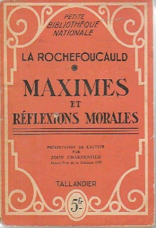Maxime et réflexions morales - François De la Rochefoucauld - Livre