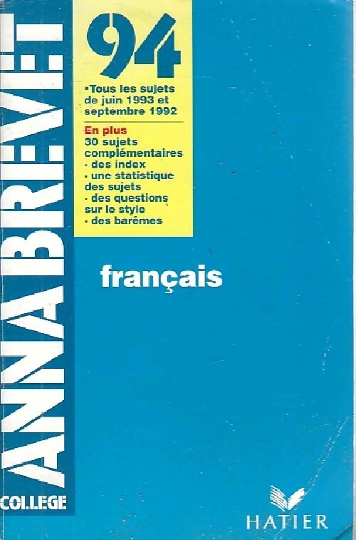 Livrenpoche : Annales brevet 1994 : Français - Evelyne Amon - Livre