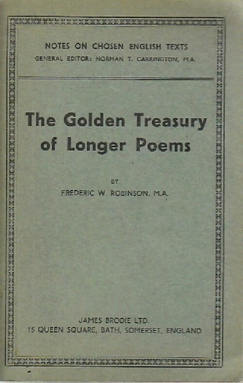Livrenpoche : The golden treasury of longer poems - Frederic W. Robinson - Livre