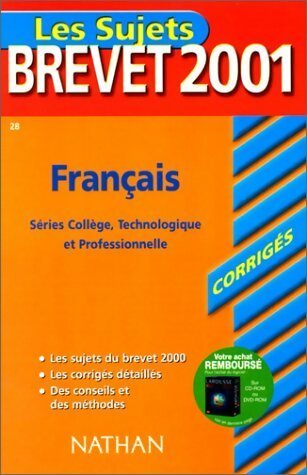 Français Brevet Sujets corrigés 2001 - Marie Calone -  Sujets Nathan - Livre
