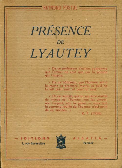Livrenpoche : Présence de Lyautey - Raymond Postal - Livre