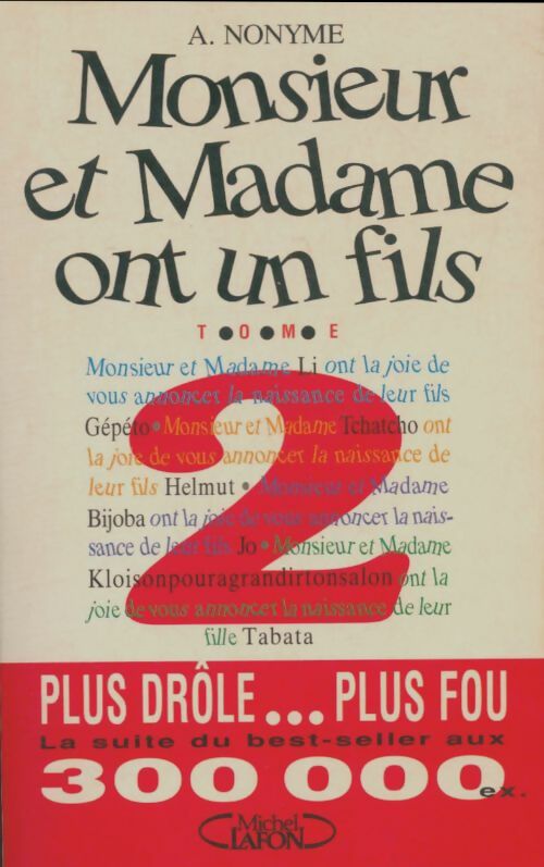 Livrenpoche : Monsieur et Madame ont un fils Tome II - A. Nonyme - Livre