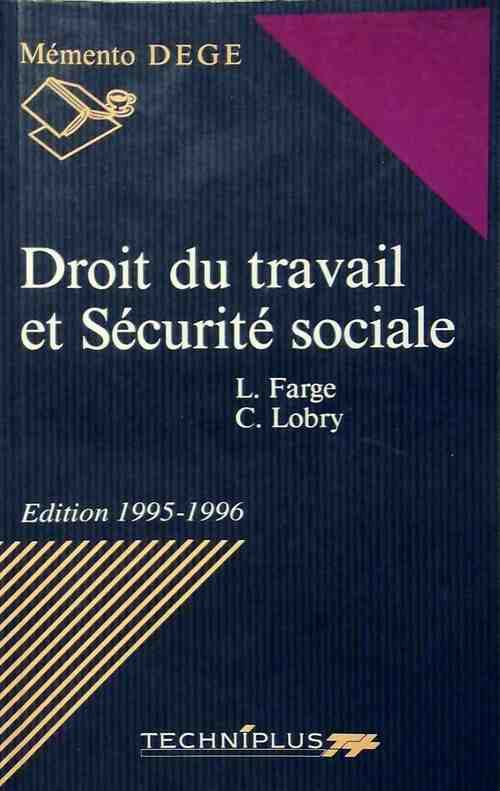 Livrenpoche : Droit du travail et sécurité sociale 1995-1996 - Louise Farge - Livre