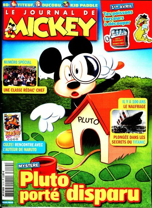 Livrenpoche : Le journal de Mickey n°3119 : Pluto porté disparu - Disney - Livre