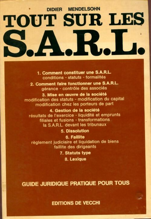 Livrenpoche : Tout sur les S.A.R.L. - Didier Mendelsohn - Livre
