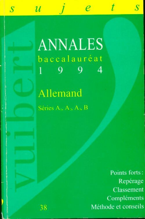 Livrenpoche : Annales du BAC séries A1, A2, A3, B, Allemand sujets 1994 - Collectif - Livre