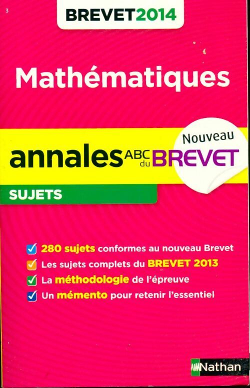 Livrenpoche : Annales brevet 2014 mathématiques (sujets) - Carole Feugère - Livre