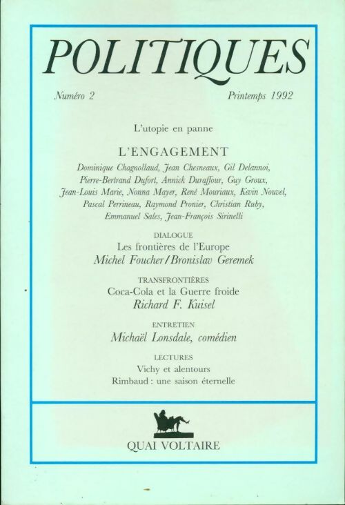 Livrenpoche : Politiques 1992 n°2 : L'engagement - Collectif - Livre
