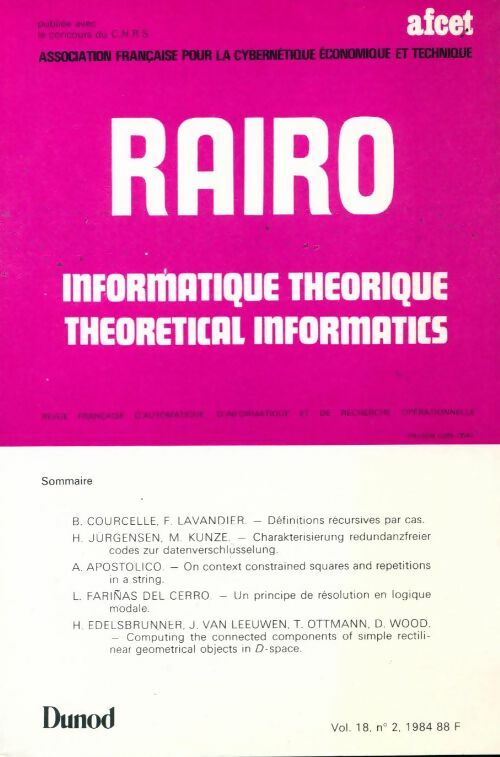 Livrenpoche : Rairo. Informatique théorique Vol. 18 n°2 - Collectif - Livre