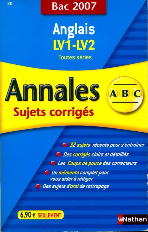 Livrenpoche : Anglais Terminales LV1-LV2, annales corrigés 2007 - Sylvie Léger - Livre