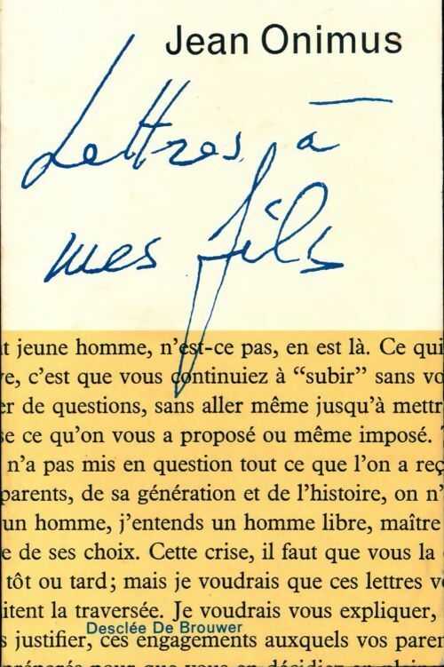 Livrenpoche : Lettres à mes fils - Jean Onimus - Livre