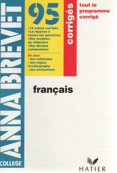 Livrenpoche : Francais Brevet corriges 95 - Collectif - Livre