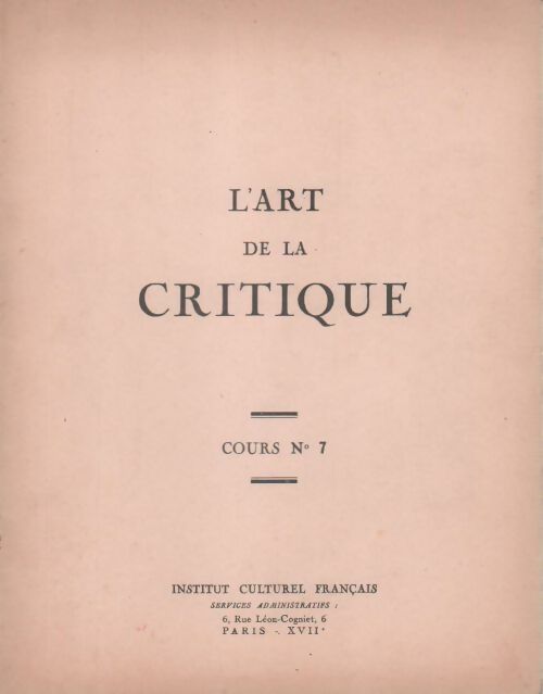 Livrenpoche : L'art de la critique - Collectif - Livre