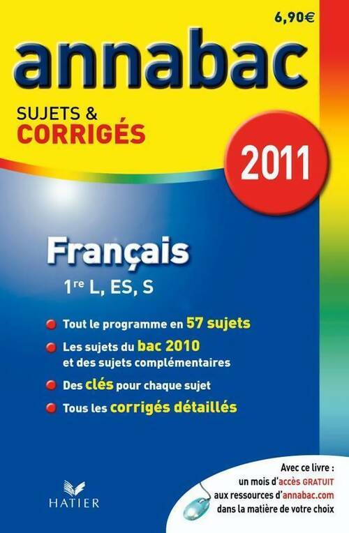 Livrenpoche : Français 1re L, ES, S Sujets corrigés 2011 - Sylvie Dauvin - Livre