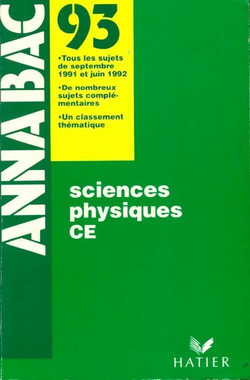 Livrenpoche : Sciences physiques Terminales C, E 1993 - Collectif - Livre