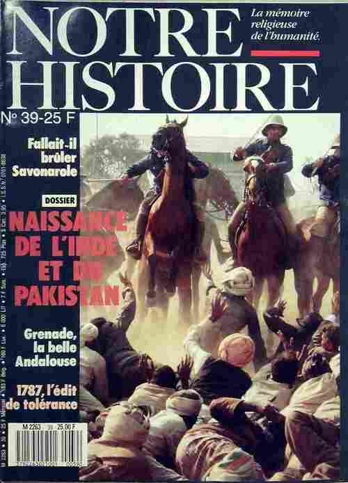 Livrenpoche : Notre histoire n°39 : Naissance de l'Inde et du Pakistan - Collectif - Livre