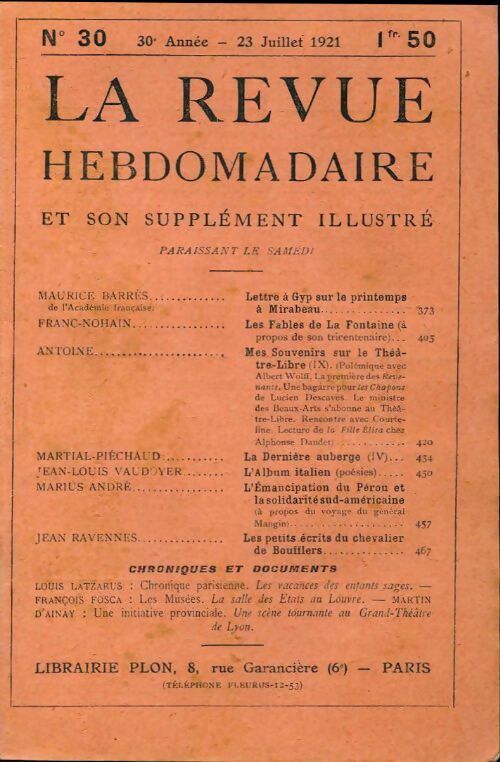 Livrenpoche : La revue hebdomadaire 30e année n°30 - Collectif - Livre