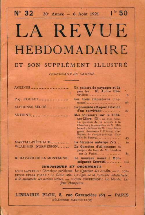 Livrenpoche : La revue hebdomadaire 30e année n°32 - Collectif - Livre
