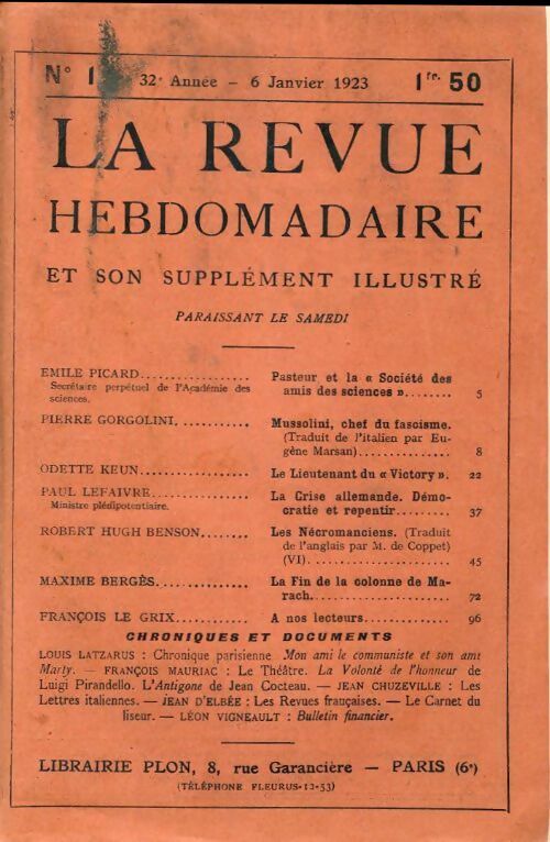 Livrenpoche : La revue hebdomadaire 32e année n°1 - Collectif - Livre