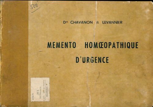 Livrenpoche : Mémento homéopathique d'urgence - R. Levannier - Livre