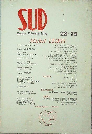Livrenpoche : Sud n°28-29 : Michel Leiris - Collectif - Livre