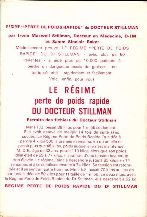 Livrenpoche : Le régime perte de poids rapide du docteur Stillman - Samm Sinclair Baker, Irwin Maxwell Stillman - Livre