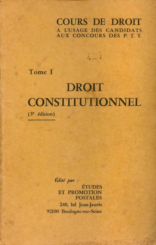 Livrenpoche : Droit constitutionnel Tome I - Collectif - Livre
