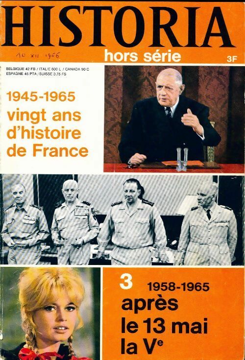 Livrenpoche : Historia hors-série n°3 : 1945-1965 vingt ans d'histoire de France 1958-1965 - Collectif - Livre