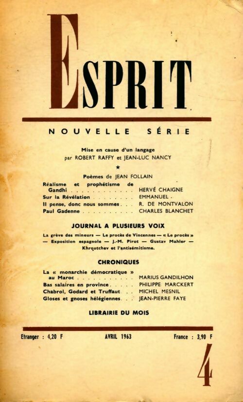 Livrenpoche : Esprit n°4 - Collectif - Livre