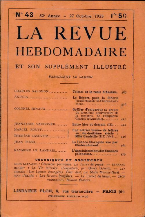 Livrenpoche : La revue hebdomadaire 32e année n°43 - Collectif - Livre