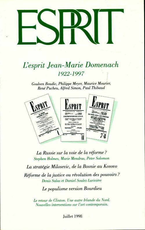 Livrenpoche : Esprit n°244 : L'esprit Jean-Marie Domenach 1922-1997 - Collectif - Livre