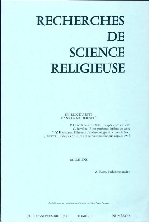 Livrenpoche : Recherches de science religieuse n°78-3 - Collectif - Livre
